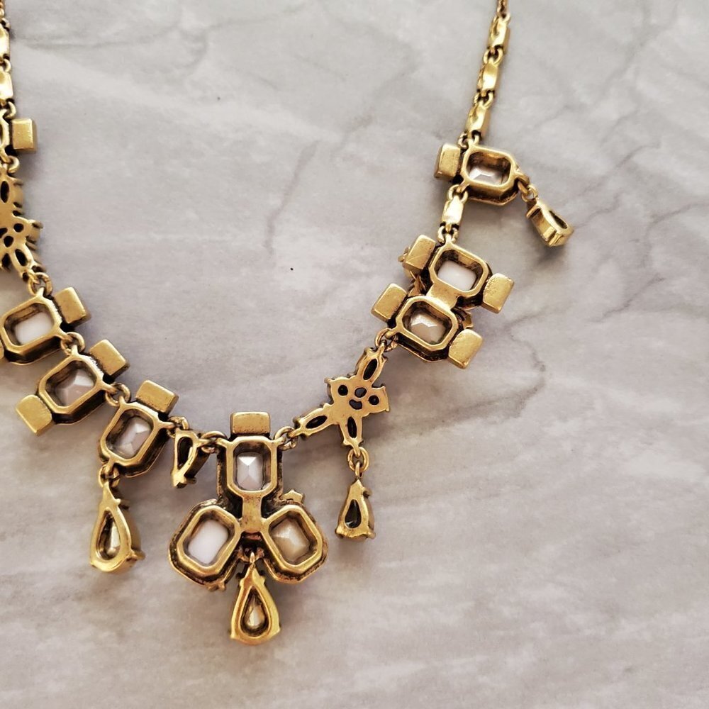 ✨ NEW J.Crew Rhinestones Crystals Mercury Glass Anitqed Statement Necklace ✨ - Picture 13 of 16
